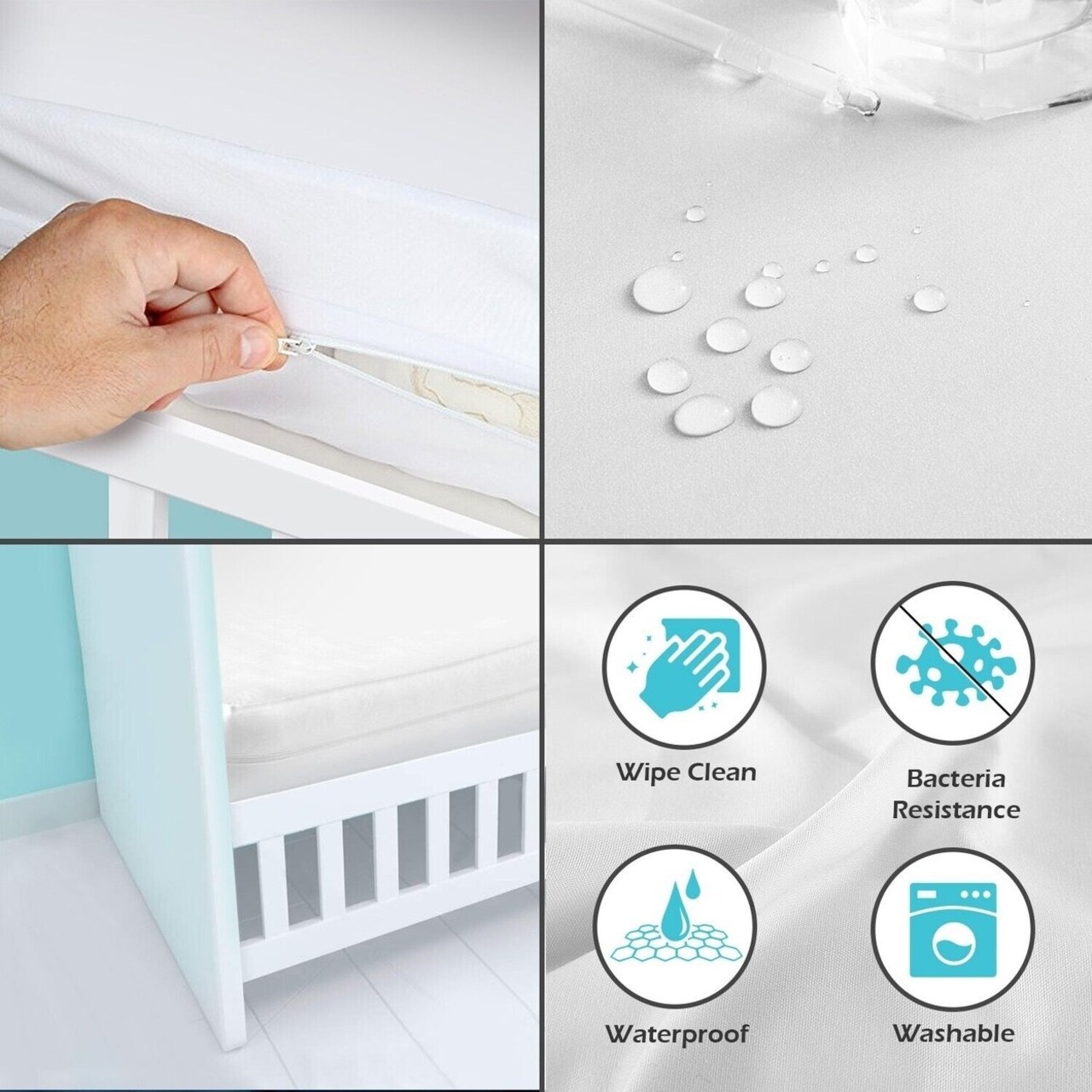 Vinyl Heavy Duty Water Resistant Mattress Protector 12 Inch Zip Encasement